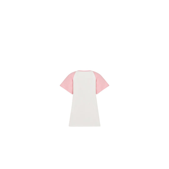 3SBM13DRSTY135 - Girl Jersey Dress - 135 Blanc/Rose
