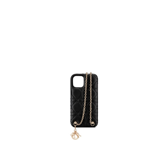 S0885ONMJM900 - Women Lambskin Lady Dior iPhone 12 Pro Max Tech Holder  - 900 Noir