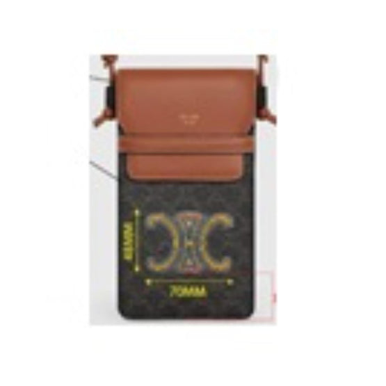 Women Triomphe Canvas Embroidery Phone Pouch with Flap - Multicolor