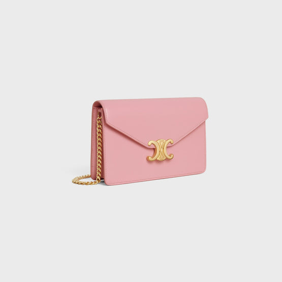 Women Margo Shiny Calfskin Wallet on Chain - Rose