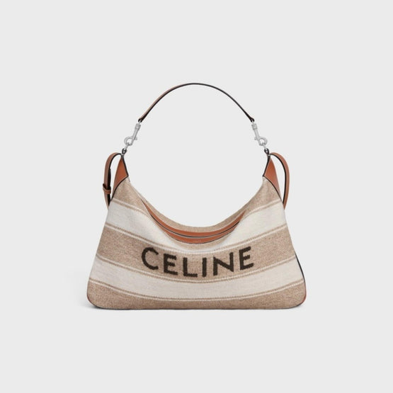 Men Large Strap Romy Hobo Bag with Celine Jacquard - Beige