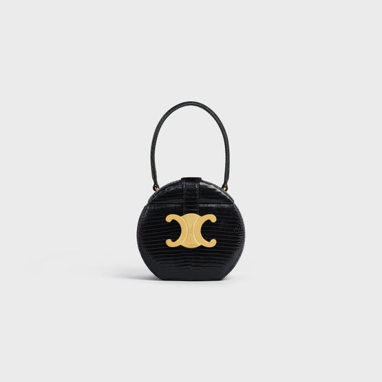 Women Lizard Round Box - Black