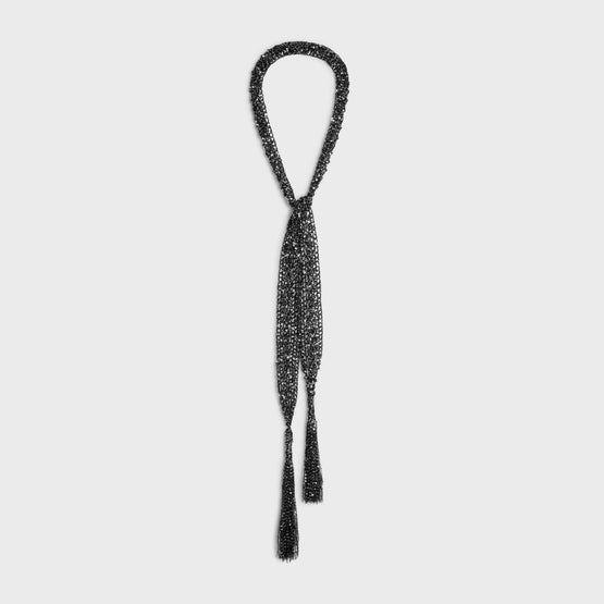 Women Fine Sequins Crochet Écharpe - Black