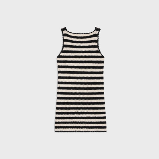 Women Triomphe Coton Crochet Raye Mini Robe - Black/Ecru