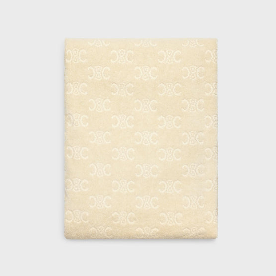 Women Coton Eponge Monogramme Serviette De Plage - Ecru