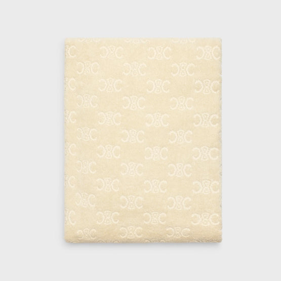 Women Coton Eponge Monogramme Serviette De Plage - Ecru