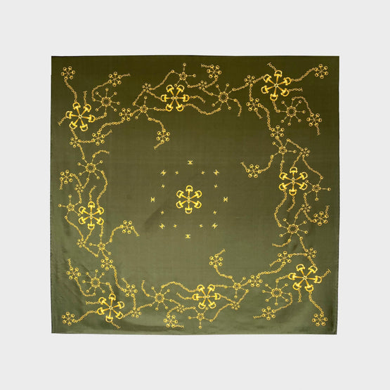 Women Soie Mors Et Chaines Square Twill (90X90cm) - Olive