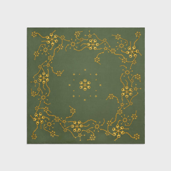 Women Soie Mors Et Chaines Square Twill (90X90cm) - Olive