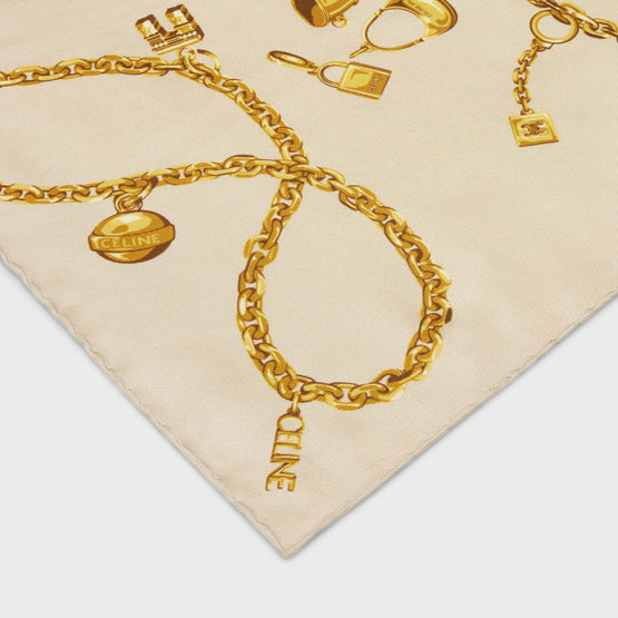 Women Soie Chainettes Square Twill (90X90cm) - Beige