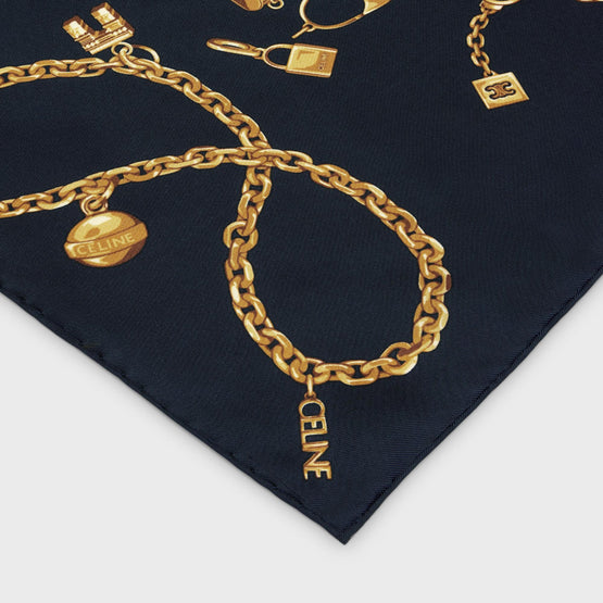 Women Soie Chainettes Square Twill (90X90cm) - Navy