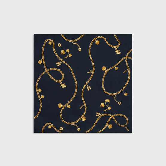 Women Soie Chainettes Square Twill (90X90cm) - Navy