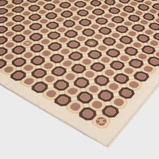 Women Soie Octogone Bandana Twill (55X55cm) - Vanille/Noisette/Marron