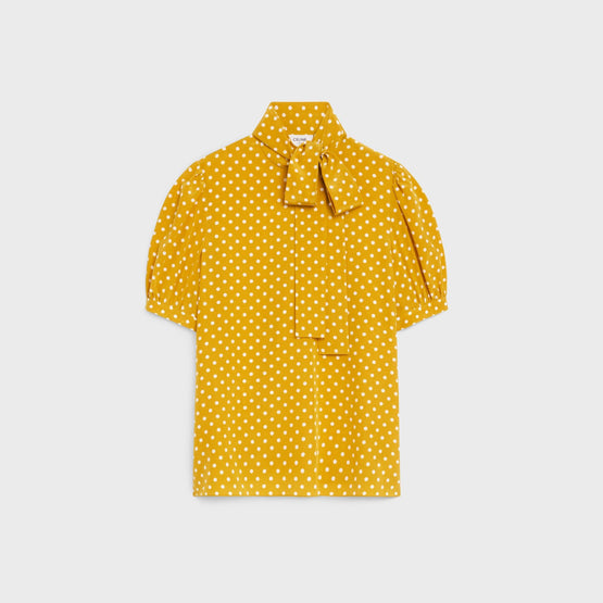 Women Lavallière Côté Pois Blouse - Tournesol/Craie