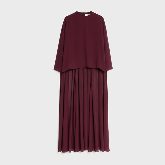 Women Drapé Silk Georgette Cape Top - Lie De Vin