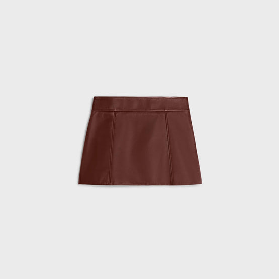 Women Trapeze Soft Lambskin Mini Jupe - Praline