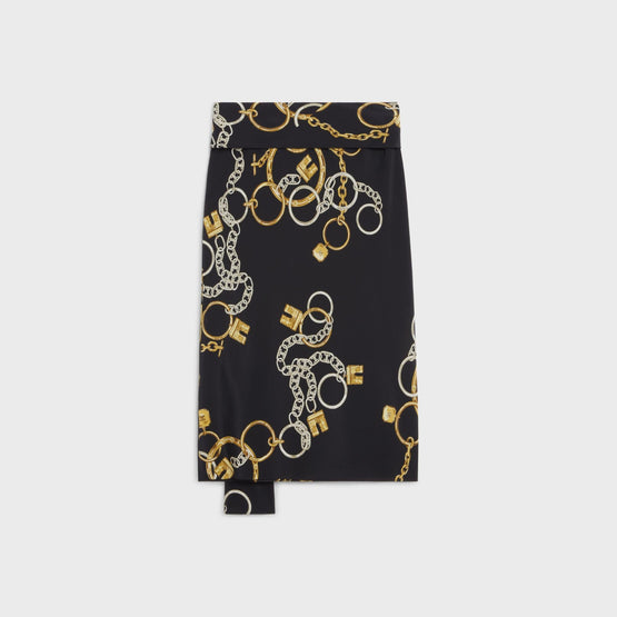 Women Foulard Crêpe De Chine Jupe - Noir/Anthracite