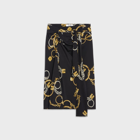 Women Foulard Crêpe De Chine Jupe - Noir/Anthracite