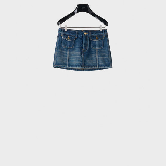 Women Taille Basse Classic Denim Ri Mini Jupe - Dark Union Wash