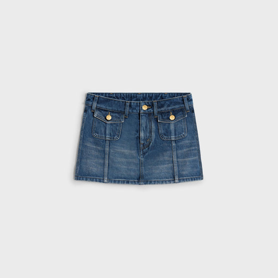 Women Taille Basse Classic Denim Ri Mini Jupe - Dark Union Wash