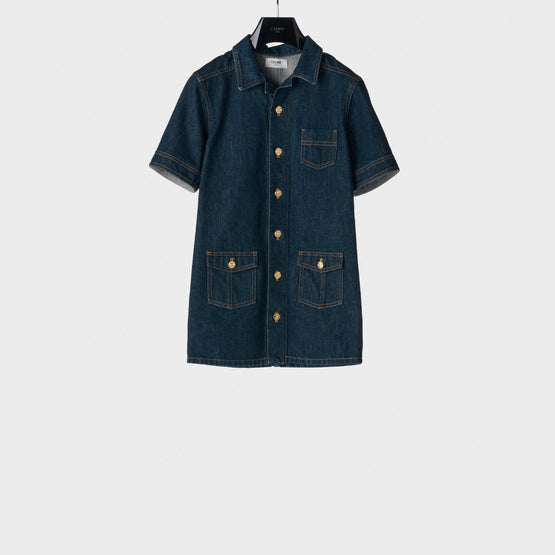 Women Workwear Rigid Indigo Denim Robe - Rinsed