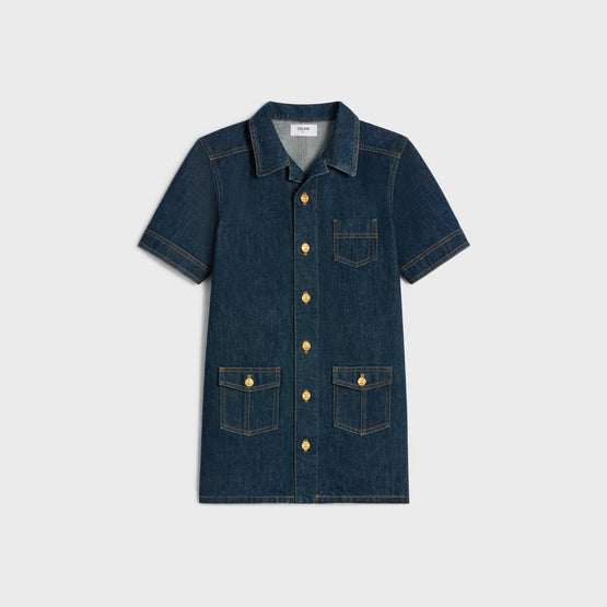 Women Workwear Rigid Indigo Denim Robe - Rinsed