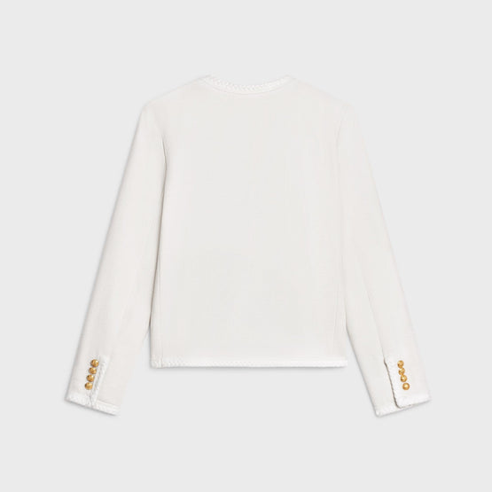 Women Galon Tressé Natté De Soie Chasseur Veste - Craie