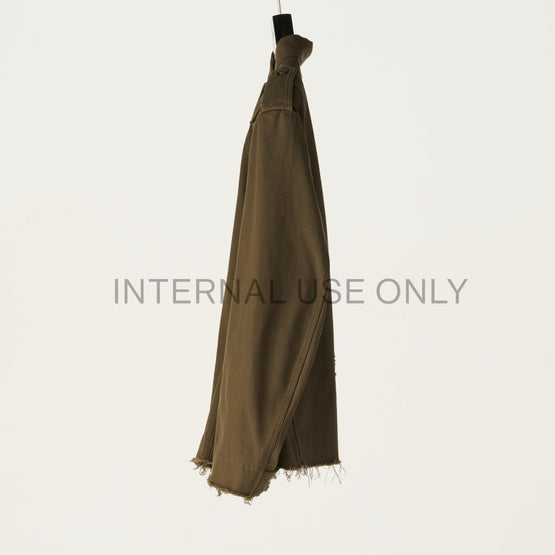 Men Veste Saharienne Bords Francs Coton - Kaki