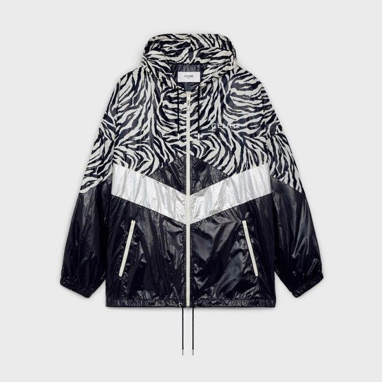 Men Blouson Decoupe Nylon Nylon Zebre New Wave Enduit - Black/White