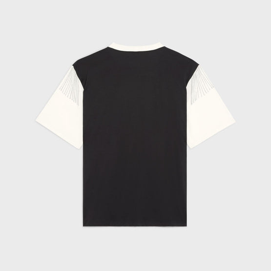 Men Oversize Celine Frange Cotton Jersey T-Shirt - Black/White