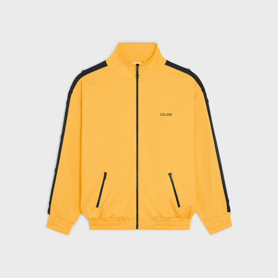 Men Bandes Pressions Double-Face Jersey Sweat Zippé Jacket - Golden Yellow/Black