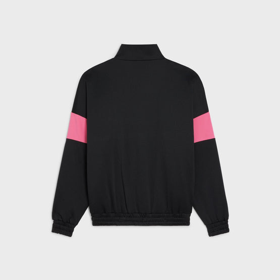 Men Sweat Zippé Découpes Double-Face Jersey - Black/Rose Dahlia/Zebra