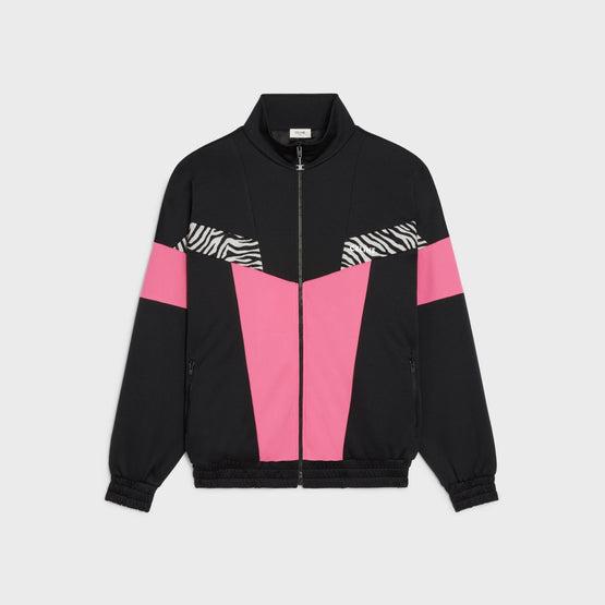 Men Sweat Zippé Découpes Double-Face Jersey - Black/Rose Dahlia/Zebra