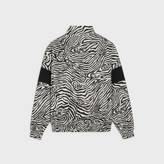 Men Découpes Jersey Double Face Zèbre Sweat Zippé Jacket - Zebra/Black/Red