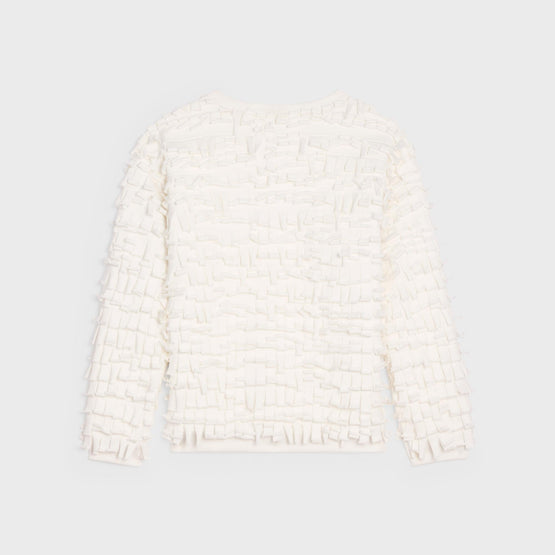 Men Initiale Contrastée Cotton Fleece Sweater - Off White/Black