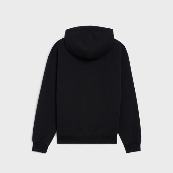 Men Boy Doll Flock Cotton Fleece Loose Hoodie - Black/White