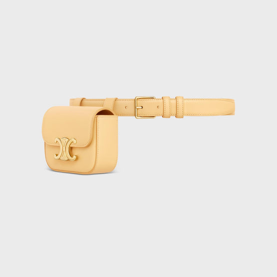 Women Shiny Calfskin Belt Bag - Pollen