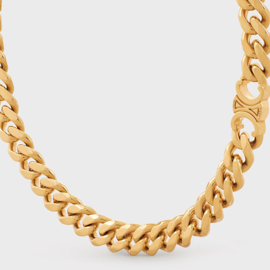 Women Brass Gourmette Necklace - Gold