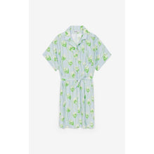 Women Printed Shirting Waisted Dress - Light Blue