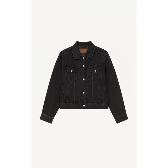 Women Trucker Denim Jacket - Black