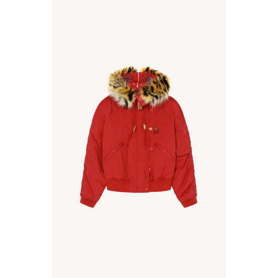 Women Short Winter Parka - Medium Red