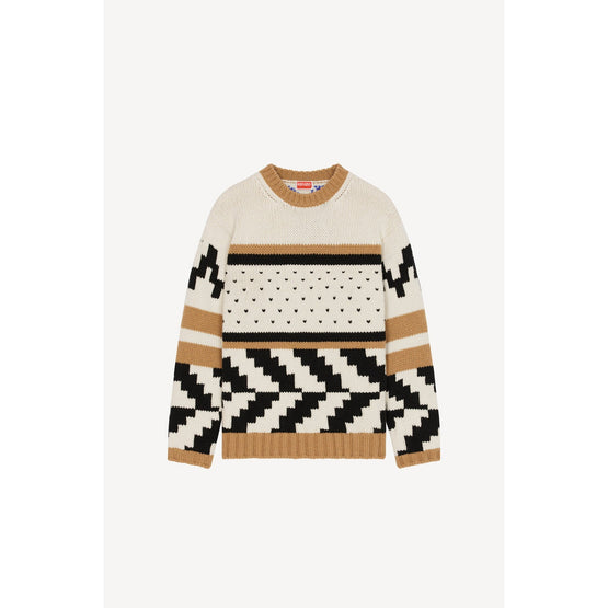 Women Jacquard Straight Jumper - Beige
