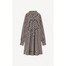 Women Plastron Flower Tunic Dress - Middle Grey