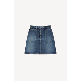 Women Dark Stone Short Denim Skirt - Dark Stone Blue Denim