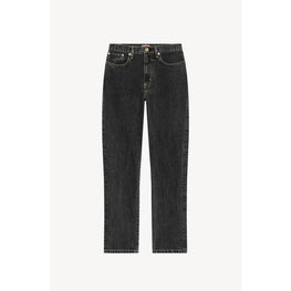 Women Stone Bleach Straight Fit - Bleached Black Denim