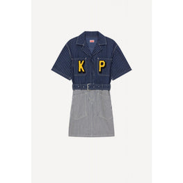 Women Denim Shirting Dress - Rinse Blue Denim