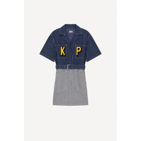 Women Denim Shirting Dress - Rinse Blue Denim