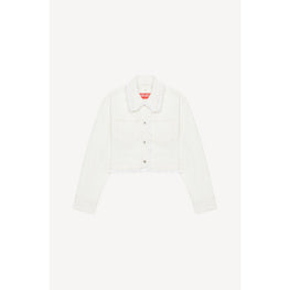 Women Bleached Cropped Denim Jacket - Bleached White Denim