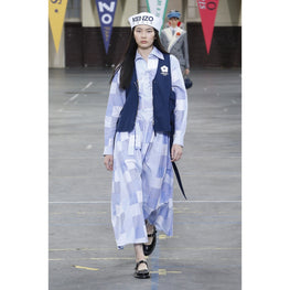 Women Printed Sailor Midi Dress - Light Blue