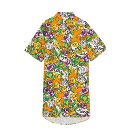 Women Shirting Dress Short Sleeves - Medium Orange
