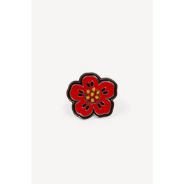 Women Boke Flower Adjustable Ring - Medium Red